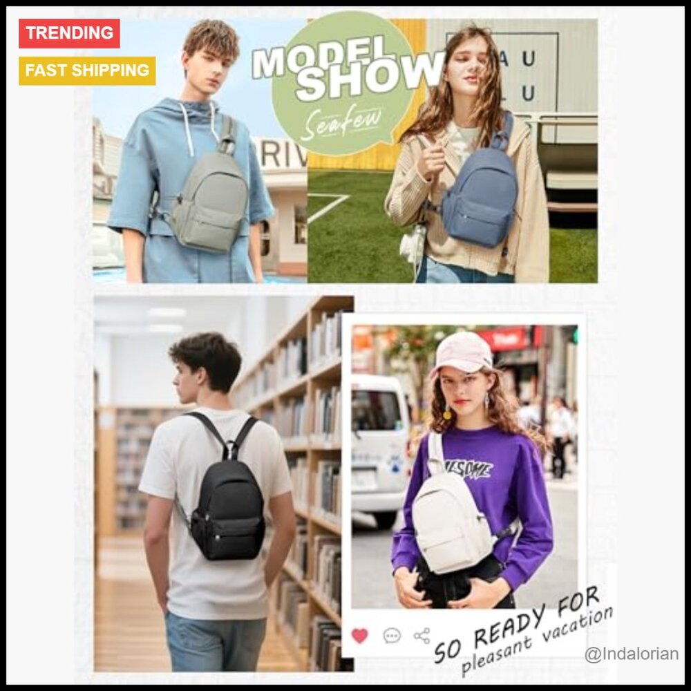 Lightweight Nylon Sling Backpack Adjustable Cross… - image 6